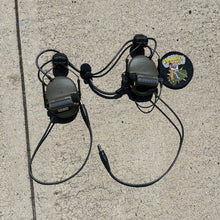 Load image into Gallery viewer, Peltor Comtac V Green Dual Comm Headset with Arc Rail Adapters + Gel Pads
