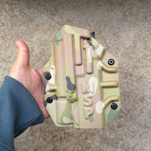 Load image into Gallery viewer, Tier 1 Concealed Multicam MSP OWB Right Hand Universal X300 Holster w/ Safariland QLS Fork
