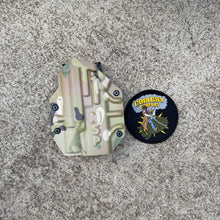 Load image into Gallery viewer, Tier 1 Concealed Multicam MSP OWB Right Hand Universal X300 Holster w/ Safariland QLS Fork
