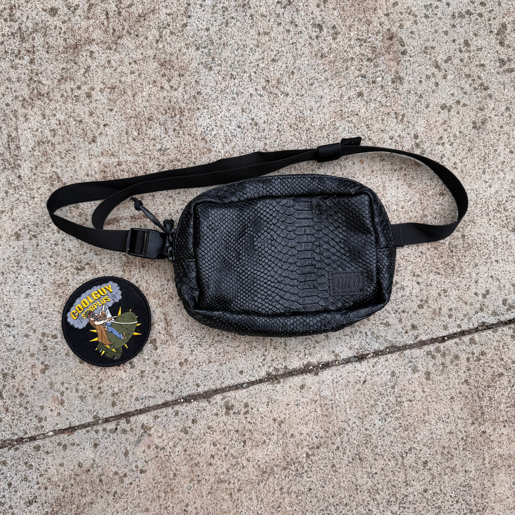 Qilo Black Snakeskin Narco Convertible Fanny Pack